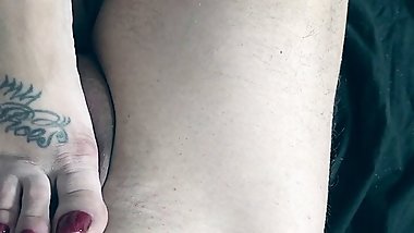 Homemade POV ballbusting with sexy feet