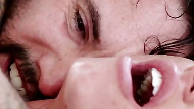 Bigboob MILF deepthroats during missionary and spoon sex