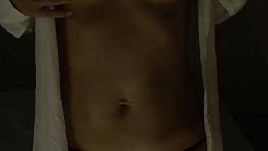 Japanese wife secretly standing in a dark room after her family goes to bed and masturbates till she cums with orgasm