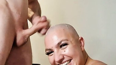 CUM ON SKIN HEAD - German curvy amateur teen fuck in kitchen