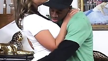 Busty blonde babe loves sucking and sticking a big black