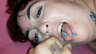 a good doggie then I give him his dose of sperm to swallow