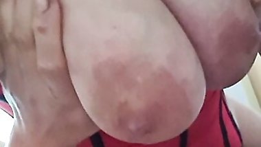 Big busty czech bbw amateur milf blowjob a ridding on top in corset