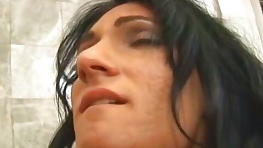 Feisty brunettes eat pussies and fuck each other with dildos on bed