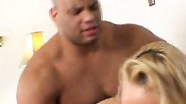 Starving and furious busty MILF taking two black huge cocks