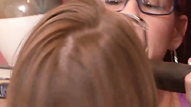 Alexandra and Scarlet have interracial threesome sex