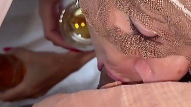 Lily milks Clenotano, drinks his urine