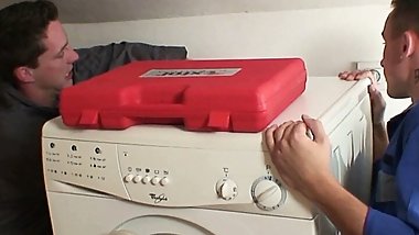 Old grandma takes two dicks from both sides