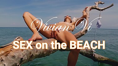 Sex on the Beach - He fucked me on the beach in all positions , took my tight ass and came in my mouth